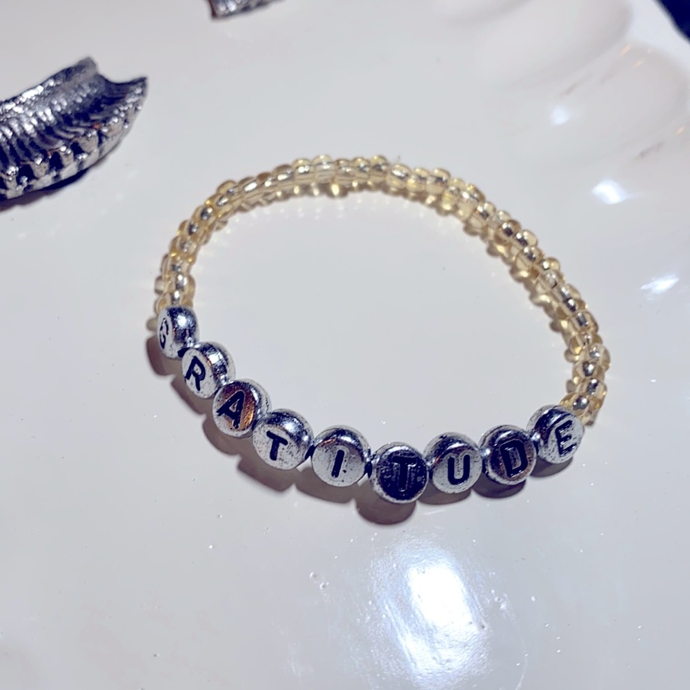 Handmade words bracelet! GRATITUDE!